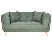 Beliani Canapé Retro en Tissu 2 Places avec Coussins Décoratifs Pieds en Bois Vert Habo
