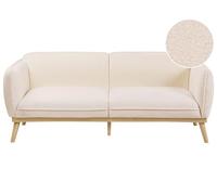 Beliani Canapé Scandinave en Bouclé 3 Places Pieds Effilés en Bois Beige Ljung