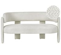 Beliani Canapé Scandinave Moderne en Tissu Chenille Dossier Incurvé 2 Places Blanc Cassé Burea