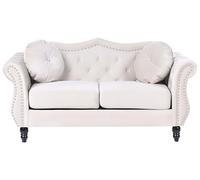 Beliani Canapé Type Chesterfield 2 Places en Velours Beige pour Salon au Style Vintage et Glamour