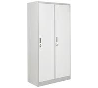 Beliani Casier Double en Métal Armoire Vestiaire Gymnase Salle de Sport École 2 Portes Blanc et Gris Athlete
