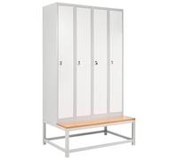 Beliani Casier en Métal avec Banc Armoire Vestiaire Gymnase Salle de Sport École 4 Portes Blanc et Gris Athlete