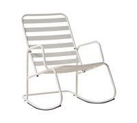Beliani Chaise à Bascule de Jardin Moderne en Métal Design à Lattes Extérieur en Aluminium Blanc Cassé Turi