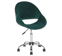 Beliani Chaise à roulettes Design en Velours Vert Foncé avec Pied Réglable en Métal Chromé Ergonomique et Idéale pour Coin Bureau Glamour Moderne