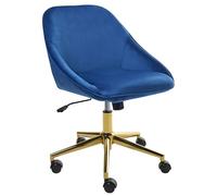 Beliani Chaise de Bureau Bleu Marine Velours en Réglable Pivotant Pieds