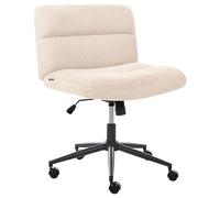 Beliani Chaise de Bureau en Bouclé Rembourrée sans Accoudoirs Siège Pneumatique Base Pivotante Inclinable Beige Clair CATLIN