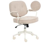 Beliani Chaise de Bureau en Bouclé Structure Métallique Fonction Pivotante Inclinable Hauteur Réglable Beige Clair Paramus