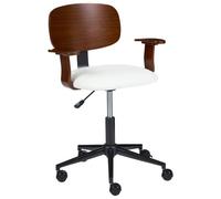 Beliani Chaise de Bureau en Cuir PU et Contreplaqué Fonction Pivotante Réglable Pieds en Métal Marron Foncé et Blanc Gunnison