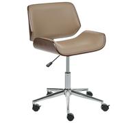 Beliani Chaise de Bureau en Cuir PU et Contreplaqué Fonction Pivotante Réglable Pieds en Métal Marron Foncé et Beige Totowa