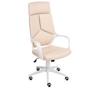 Beliani Chaise de Bureau en Cuir PU Hauteur Réglable Pivotante Dossier Inclinable Beige Clair Delight II