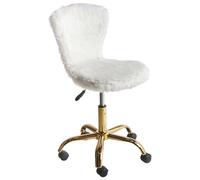 Beliani Chaise de Bureau en Fausse Fourrure Élégante et Pivotante Réglable en Hauteur Blanche Margate