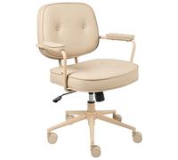 Beliani Chaise de Bureau en Simili Cuir Structure Métallique Fonction Pivotante Inclinable Hauteur Réglable Beige Paramus