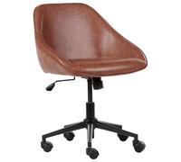 Beliani Chaise de Bureau en Similicuir Réglable Pivotant Pieds en Métal Marron Bardsdale