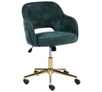 Beliani Chaise de Bureau en Tissu Chenille Base Pivotante Hauteur Réglable Dossier Inclinable Vert Foncé Ember