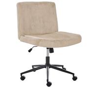 Beliani Chaise de Bureau en Velours Côtelé Pivotante Siège Pneumatique Inclinable Beige Geddes