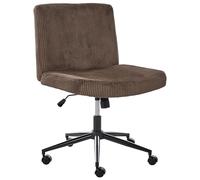 Beliani Chaise de Bureau en Velours Côtelé Pivotante Siège Pneumatique Inclinable Marron Foncé Geddes