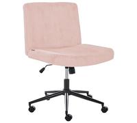 Beliani Chaise de Bureau en Velours Côtelé Pivotante Siège Pneumatique Inclinable Rose Pastel Geddes