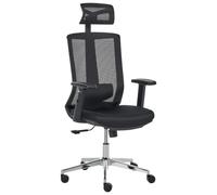 Beliani Chaise de Bureau Ergonomique Assise Coulissante Dossier et Accoudoirs Réglables Noir Enso