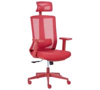 Beliani Chaise de Bureau Ergonomique Assise Coulissante Dossier et Accoudoirs Réglables Rouge Enso