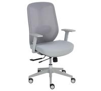 Beliani Chaise de Bureau Ergonomique avec Soutien Lombaire Accoudoirs Réglables Assise Coulissante Tissu Maille Gris Zeler