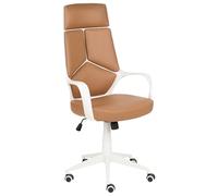 Beliani Chaise de Bureau Minimaliste en Cuir PU Pivotante Hauteur Réglable Dossier Inclinable Mousse Moulée par Injection Beige Sable Delight