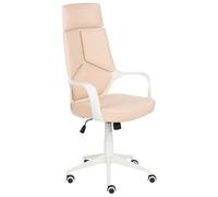 Beliani Chaise de Bureau Minimaliste en Cuir PU Pivotante Hauteur Réglable Dossier Inclinable Mousse Moulée par Injection Rose Pêche Delight