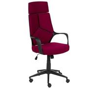 Beliani Chaise de Bureau Minimaliste en Tissu Pivotante Hauteur Réglable Dossier Inclinable Mousse Moulée par Injection Bordeaux Delight