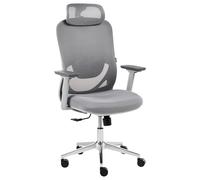 Beliani Chaise de Bureau Moderne en Maille et Plastique Pivotante à roulettes Dossier Inclinable Hauteur Accoudoirs et Appui-tête Réglable Grise Ervione
