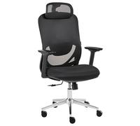 Beliani Chaise de Bureau Moderne en Maille et Plastique Pivotante à roulettes Dossier Inclinable Hauteur Accoudoirs et Appui-tête Réglable Noire Ervione