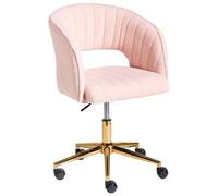 Beliani Chaise de Bureau Moderne Pivotante et Hauteur Réglable en Bouclé Rose Pastel Katonah