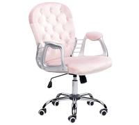 Beliani Chaise de Bureau Pivotante avec Dossier Réglable en Velours Rose Princess