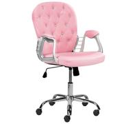 Beliani Chaise de Bureau Pivotante Dossier Réglable Capitonné en Cuir PU Rose Princess