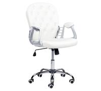 Beliani - Chaise de Bureau - Princess - Clouté en Cuir PU Blanc Moderne