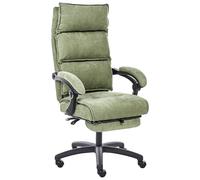 Beliani Chaise de Bureau Professionnelle en Tissu Chenille Rembourrée avec Repose-Pieds Accoudoirs Appui-Tête Réglable Dossier Inclinable Vert Eaton