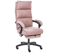 Beliani Chaise de Bureau Professionnelle en Tissu Chenille Rembourrée avec Repose-Pieds Accoudoirs Appui-Tête Réglable Dossier Inclinable Rose Pastel Eaton