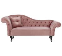 Beliani Chaise Longue Canapé Méridienne Chesterfield Côté Gauche en Velours Rose Confort et Style Idéal pour Salon Glamour et Vintage