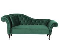 Beliani Chaise Longue Canapé Méridienne Chesterfield Côté Gauche en Velours Vert Foncé Confort et Style Idéal pour Salon Glamour et Vintage