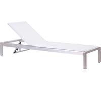 BELIANI Chaise longue de jardin en maille blanche Siège Structure en aluminium argenté Dossier inclinable réglable
