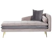 Beliani Chaise Longue de Salon Côté Droit en Velours Rembourré Beige et Gris Gonesse