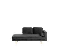 Beliani - Chaise longue en velours noir côté droit MIRAMAS