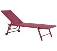 Beliani - Chaise longue Inclinable - Portofino - en Aluminium et Textile, Rouge