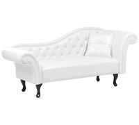 Beliani Chaise Longue Méridienne Chesterfield Côté Droit en Cuir PU Blanc pour Salon Glamour et Vintage