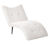 Beliani Chaise Longue Moderne avec Accoudoirs Capitonnés à Boutons Revêtement en Velours Côtelé Salon Blanc Cassé Quilly