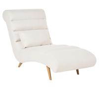 Beliani Chaise Longue Moderne en Tissu Siège de Détente Salon Pieds Imitation Bois Blanc Cassé Rives