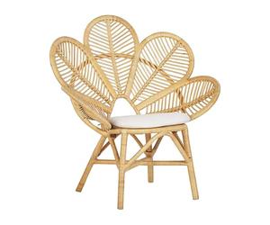 Beliani Chaise Petit Fauteuil en Rotin Naturel avec Dossier Décoratif Type Emmanuelle pour Chambre Salon ou Jardin au Style Boho et Rustique
