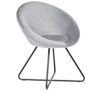 Beliani Chaise Rétro-Futuriste en Velours Gris Clair avec Pieds en Métal Croisés Floby II