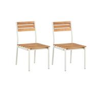 Beliani Chaises de Jardin Marron Acacia Rustique en d'Acacia (Lot de 2)