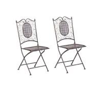 Beliani Chaises de Jardin Noir Métal Bistrot Extérieur Pliantes (Lot de 2)