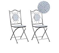 Beliani Chaises de Jardin Noir Métal Méditerranéen Bistrot (Lot de 2)