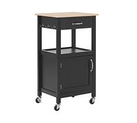 Beliani Chariot Desserte de Cuisine à roulettes avec Armoire et 1 Tiroir MDF Noir Siena